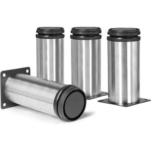 5 Inch Metal Furniture Legs Stainless Steel Adjustable Legs Silver Metal Legs Round Cabinet Legs for Coffee Table Cabinet Desk Sofa Shelves, Pack of 4