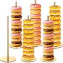 6 Pcs Metal Donut Display Stand Tower Bagel Holder Cake Stand Dessert Table Doughnut Holder Display Tower for Birthday Wedding Party and Donut Themed Party Decorations (Gold)