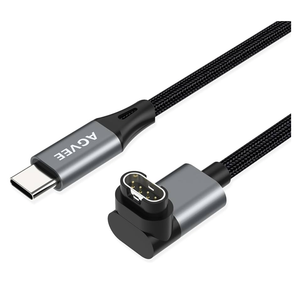 AGVEE 1.5ft Charger for Garmin Watch USB C, L-Shape Charging Cable for Fenix, Forerunner, Vivoactive, Instinct, Venu, Tactix, Approach, D2, Quatix Series, Right Angle Braided, Dark Gray