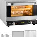VEVOR Commercial Convection Oven, 21L/19Qt, Quarter-Size Conventional Oven Countertop, 1440W 3-Tier Toaster w/Front Glass Door, Electric Baking Oven w/Trays Wire Racks Clip Gloves, 120V