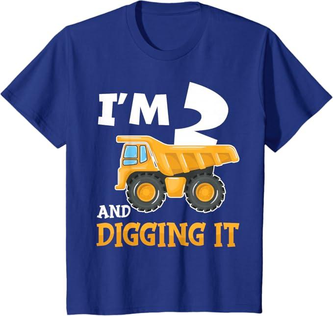 Kids Two 2yr 2th Birthday Construction Boy 2 Years Old T-Shirt, 3T