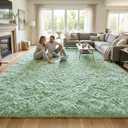 DweIke Fluffy Sage Green Rugs for Bedroom Living Room, 4x6 Feet Soft Plush Shaggy Light Mint Green Girls Boys Kids Rug, Non-Slip and Machine Washable Carpet for Dorm Nursery Classroom Decor