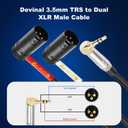 Right-Angle 1/8" inch to Dual Rotatable Right-Angle XLR Cable, 3.5mm to Adjustable-Angle Low-Profile XLR Male Microphone Adapter Connector, 3 FT