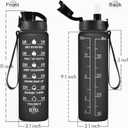 Enerbone Water Bottle, Leakproof BPA & Toxic Free, Motivational Water Bottle with Times to Drink and Straw, Fitness Sports Water Bottle with Strap for Office, Gym, Outdoor Sports