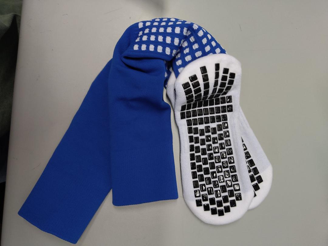 Lux Dual Grip Socks - Soccer Grip Socks for Men and Women. GripArray Performance & Comfort, Pack of 2: (Large, White, Blue)