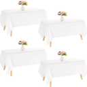 4 Pack Rectangle Tablecloth 60x126 Inch White Washable Polyester Table Cover for Wedding Dining Table Buffet Parties Banquet Decoration White