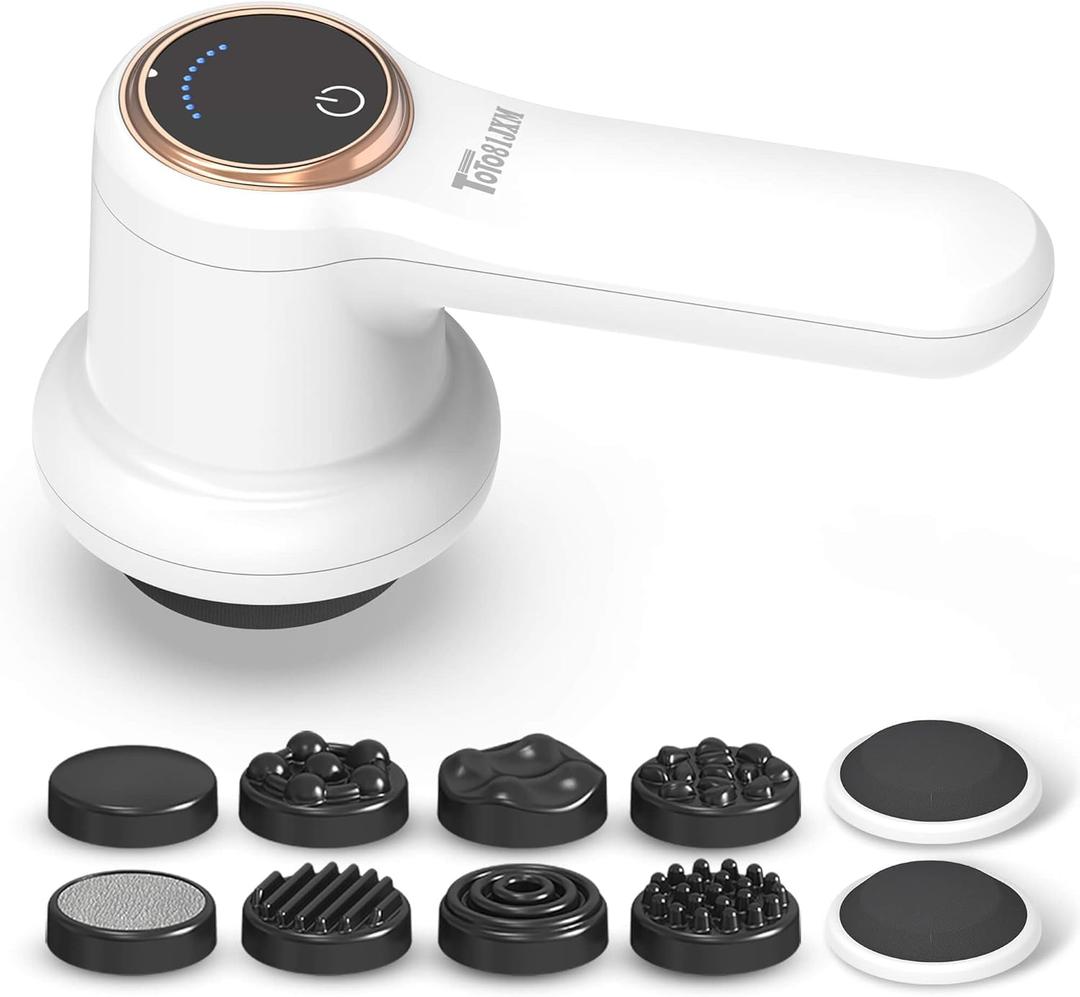 TOTO81JXM Electric Cellulite Massager  Body Sculpting Machine with 8 Massage Heads, Lymphatic Drainage & Skin Tightening for Belly Stomach Leg, Lipo Roller Massager After Surgery, Adjustable Speed. (White)