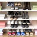 4 Pcs Expandable Shoe Rack Organizer for Closet 16.5-31.5 Inch Adjustable Retractable Hanging Cabinet Shoe Shelf Dorm Room Storage for Space Saving (White)