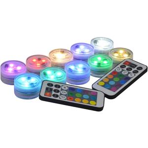 Submersible LED Lights with Remote - 1.5" Round Battery Operated Mini Waterproof Flameless Candles Tea Lights Warm White RGB for Home Party Events Lantern Wedding Halloween Lighting Long Life & Bright