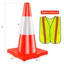 RELIANCER 4 Pack 18" Traffic Cones,Weighted Parking Cones,Orange Road Safety Cone w/ 4" Reflective Collars,Heavy Duty Construction Cone for Traffic Control,Crowd Control,Driving Training,Parking Lot