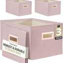 DECOMOMO Storage Bins for Shelves Robust Fabric Closet Bins for Shelves Toy Storage Clothes Books (Pack of 3 Pink)