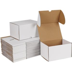 ZBEIVAN 7x5x4 White Shipping Boxes Set of 50, Corrugated Cardboard Mailer Boxes for Packaging Small Business Mailing Gifts