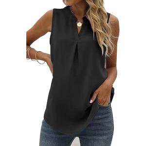 WELINCO Women's Summer Casual Sleeveless V Neck Lace Trim Tank Tops Loose Blouse Tees (Small, Z Type Black) WELINCO Women's Summer Casual Sleeveless V Neck Lace Trim Tank Tops Loose Blouse Tees (Small, Z Type Black)