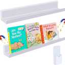 2 Pcs Magnetic Book Shelf for Whiteboard, Magnetic Book Holder Display Shelves with a Pen Container for Teacher Kids Classroom Office (White)