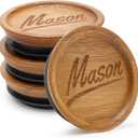4 Pack Mason Jar Lids Wide Mouth Canning Jar Acacia Wood Jars Tops with Wooden Lid for Mason Jar Storage Accessories Silicone Glass Cover Reusable Can Lid Large Mouth Jars Lids
