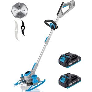 Weed Wacker Cordless, 20V MAX* Battery Powered, Runing Time 60mins, Weight only 5.2 lbs, Bladed Edger/Mower/Trimmer in 1 (with Two 2.0Ah)