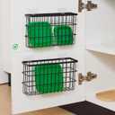 Sinnsally 2 Pack Cabinet Door Organizer,Self Adhesive Lid Organizers Inside Cabinet Storage Boxes,Hanging Storage Basket Organizer Wall Mounted Pantry Caddy Cup Holder for Kitchen,Fridge,Bathroom