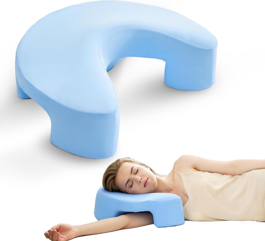 Side Sleeper Pillow with Arm Holes - Memory Foam Pillow for Neck & Shoulder Pain Relief, Ergonomic Support for Adults, Ideal for Side Sleepers (Blue)