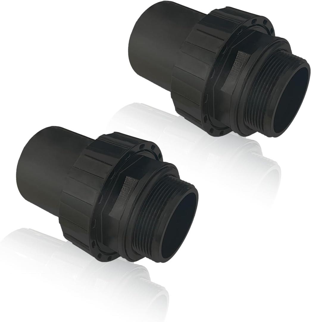 MAYGO 2'' PVC pool pump fitting coupling2'' NPT Slip Union Pool Pump Slip Union Socket Joint Adapter Connector 2 Pcs