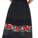 YZXDORWJ Women Mexican Dress Floral Embroidered Peasant Casual Sexy Lace Off-Shoulder Long Maxi Wedding Dress (XXXL, 348BK)