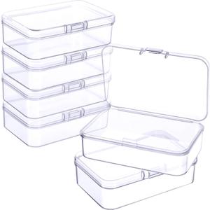 Jetec 5 Pieces Mini Plastic Clear Beads Storage Containers Box for Collecting Small Items, Beads, Jewelry, Business Cards, Game Pieces, Crafts (3.3 x 2.1 x 1 Inch)