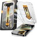 2 x MRGLAS 4-Pack TOP 9H+ Glass for iPhone 15 Pro Max Screen Protector [Auto Alignment Kit] [10X Military Protection] UNBREAK Tempered Glass for 15 ProMax 6.7 inch Longest Durable Case-Friendly