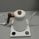 POLIVIAR Electric Gooseneck Kettle, 1200W Electric Tea Kettle Real Wood Handle, 34oz Pour Over Electric Kettle for Coffee & Tea, 18/8 Stainless Steel Inner, Temperature Control & Rapid Heating (White)