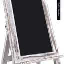Wooden Framed Standing Chalkboard Sign (Rustic Whitewash) + Includes White Chalk Marker | Magnetic Non-Porous Memo Board | Dcor for Kitchen, Home, Bar, Countertop, Wedding, Caf, Restaurant
