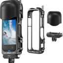 360 X4 Aluminium Protective Quick Release Cage Case,Quick Release Mount and Silicone Lens Guards Cap Compatible with Insta360 X4 (Bundle 3)