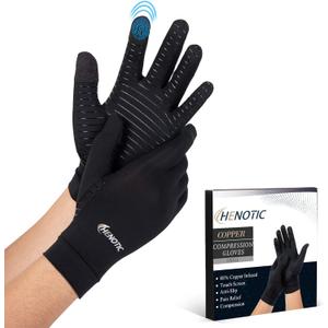 Copper Arthritis Gloves for Women Men, Touch Screen Anti-Slip Arthritis Compression Gloves for Relieving Carpal Tunnel Aches, Rheumatoid Pains, Joint Swell (Small: 2 1/5''-2 3/5'', One Pair)