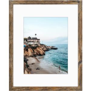 Frametory, 16x20 Frames Display 11x14 Picture With Mat or 16x20 Photo Without Mat, Shatter-Resistant Glass, Pre-Installed Wall Mounting Hardware - Rustic Brown
