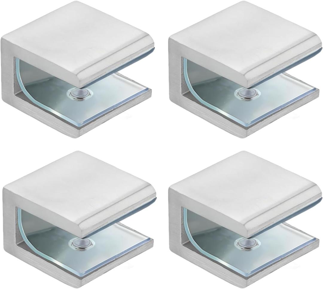 Alise Glass Shelf Brackets 4Pcs, Adjustable Shower Glass Clamps, Heavy Duty Clamp Holder, SUS304 Stainless Steel Brackets for 8-12mm Shower Shelf Bracket and Wall-to-Panel Connection, Brushed Nickel (4PACK)