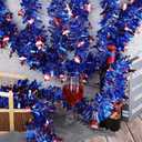 WILLBOND 6 Pcs Total 40 Feet 4th of July Decoration Red White Blue Tinsel Garland Patriotic Metallic Chunky Glitter Tinsel for Memorial Day Independence Day Celebration Holiday Decorations