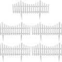 DOITOOL Flexible White Picket Fence Garden Border, 5 Pcs Decorative Landscape Edging Fences, Grass Lawn Flowerbeds Plant Borders, White (Overall Length 120 Inches)