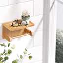 VERTORGAN Toilet Paper Holder with Phone Shelf,Bamboo Wall Mounted Tissue Roll Holder for Bathroom (Natural)