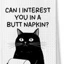 Funny Black Cat Bathroom Hand Towels, Black Cat Gifts, Funny Kitty with Toilet Paper Decorative Hand Towels for Bathroom Washroom Restroom, 16x24 Inches Dish Cloths & Dish Towels