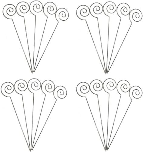 HOHIYA 50 Pack Floral Card Holder Pick Sticks 5 Inch Stainless Wire Photo Clip for Wedding Place Cards Table Number Memo Notes Cake & Centerpiece Decoration