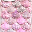 Omorro Compatible with iPhone 14 Pro Max Case for Girls, 3D Scales Desgin Glitter Bling Cute Luxury Transparent Phone Case for Women Girly Protective Cover (Pink)