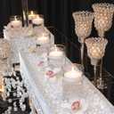 24 Pcs Floating Candles 12 Glass Vases for Centerpieces with 400 Acrylic Fake Ice Cubes 6 Pearl String Vase Filler Floating Candle Centerpieces for Tables Party Event Wedding Home Decor