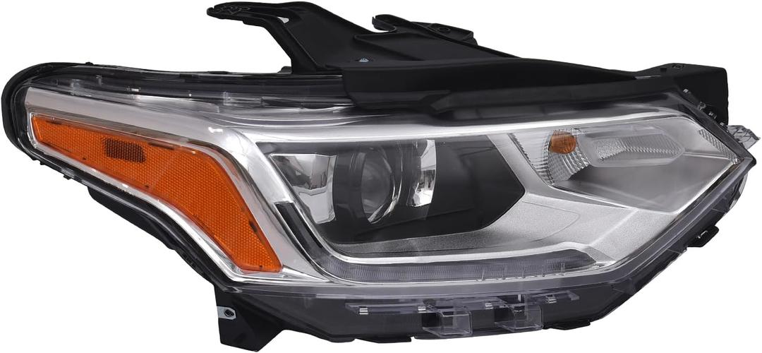 HID/Xenon Headlight Fit for 2018-2021 Chevy Traverse L/LS/LT Cloth/LT Leather/RS Model A Pair of Replacement Headlamp with Chrome Trim and Amber Reflectors RH
