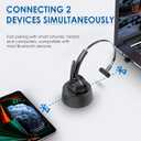 Mopchnic Bluetooth Headset, Wireless Headphone with AI Noise-Canceling Microphone On Ear Wireless Headset with USB Dongle for Computer Office