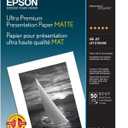 Epson Ultra Premium Presentation Paper MATTE (8.5x11 Inches, 50 Sheets) (S041341),White