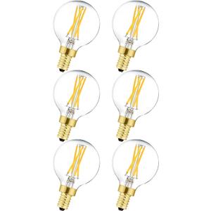 G16.5 Led Bulb 6W Soft White 3000k E12 Led Candelabra Bulb 60 Watt for Chandeliers,Ceiling Fan,Vanity Globe Light Bulb,AC120V,Clear Glass,6Pack