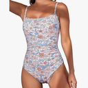 Eomenie Women's One Piece Swimsuits Tummy Control Ruched Bathing Suit 1 Piece Swimwear S