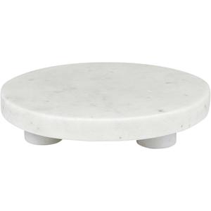 Santa Barbara Design Studio Marble Serving Board Strong Stone Round Footed Tray, 6" Diameter, White
