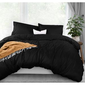 Utopia Bedding Duvet Cover Full Size - 3 Piece with Zipper Closure - 1 Comforter Cover 80X90 Inches & 2 Pillow Shams 20X26 Inches (Black) Comforter Not Included