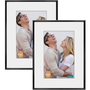 DECANIT 5x7 Picture Frame Metal,Thin Profile Photo Frame 5 by 7 Inch, Display for Wall Mounting or Tabletop Pack of 2,Black