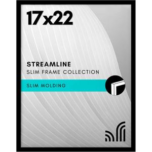 Americanflat 17x22 Picture Frame with Polished Plexiglass - Streamline Collection - Thin Border Picture Frame for Wall Display - Hanging Hardware Included - Black