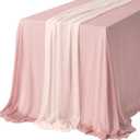 Ling's Moment Sheer Chiffon Table Cloth & Runner Set for 3x4ft Rectangle Table Decor in Dusty Rose & Blush for Wedding Reception and Parties (9ft x 10ft)