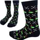 2 x I'D RATHER BE CHASING Funny Mens Socks, Golf & Pickleball Gifts for Men, Golfers Unique Crew Sock, Golfing Gift Accessories (Black)